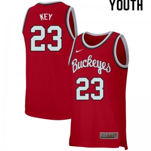 Youth Zed Key Retro Scarlet Ohio State Buckeyes Basketball #23 Jersey 586833-741