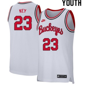 Youth Zed Key Retro White Ohio State Basketball #23 Jersey 233676-709